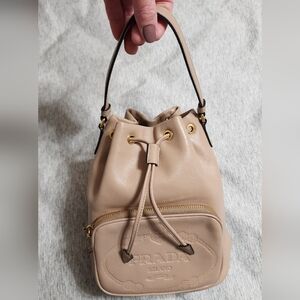 Prada Tan Leather Bucket Bag